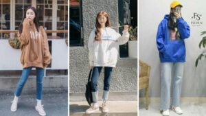 Áo hoodie mix quần jean cộng với đôi giày thể thao