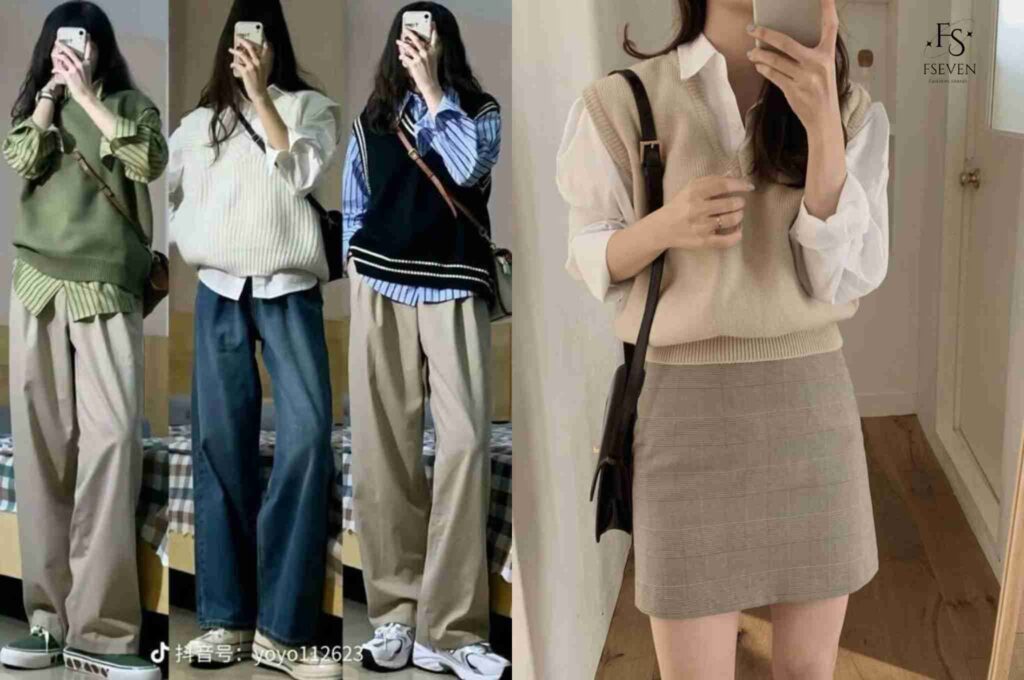 Phối áo sơ mi với áo gile