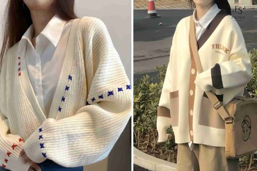 Phối áo sơ mi với áo cardigan