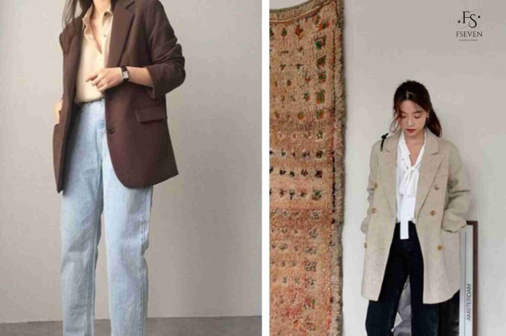 Phối áo sơ mi với blazer