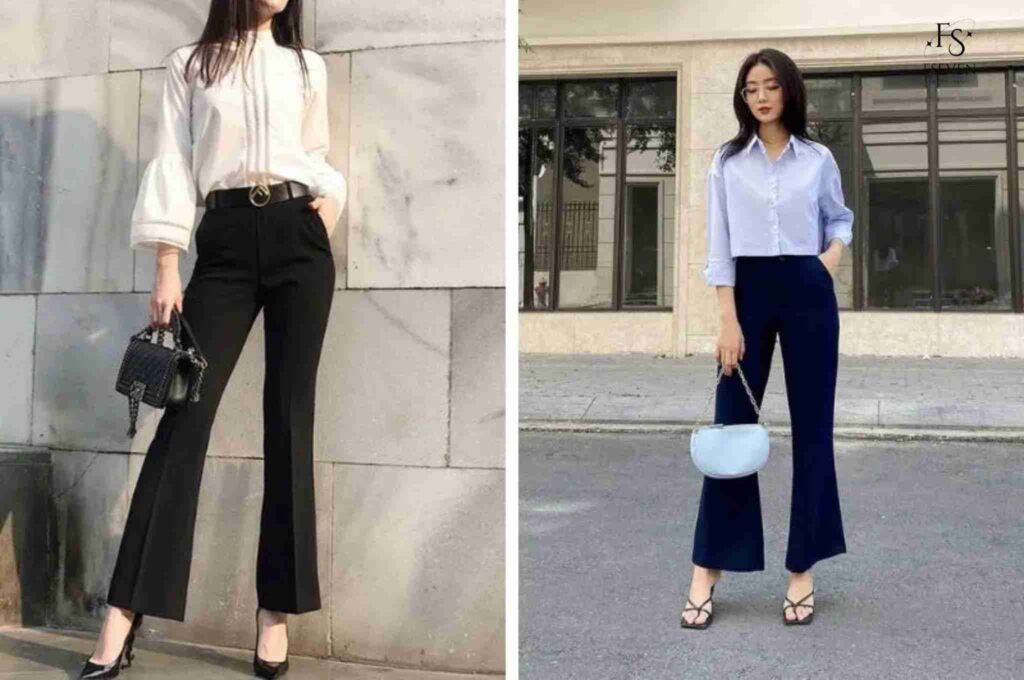 Quần vải phối với giày cao gót