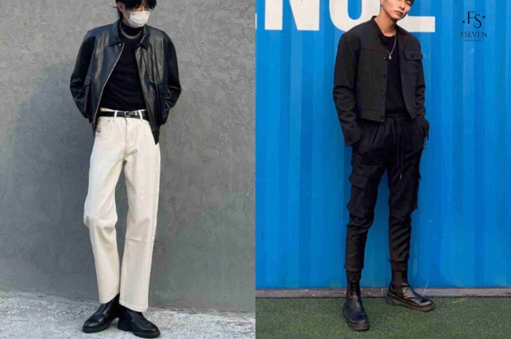 Quần vải phối với Giày Chelsea Boots