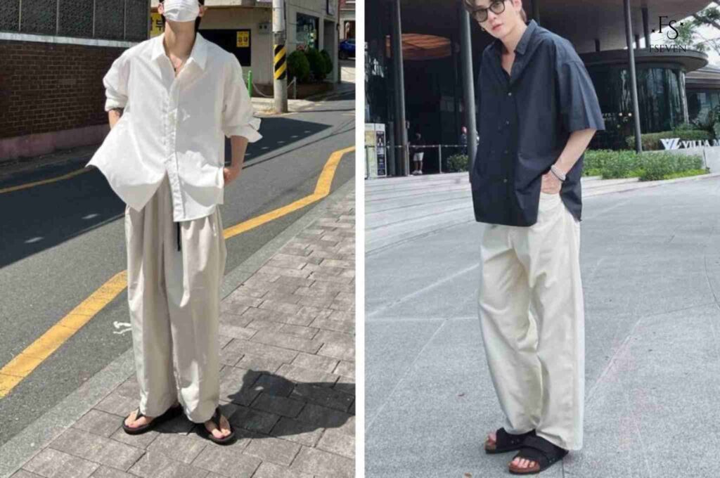 Quần vải phối với dép