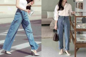 Quần jeans kết hợp với giày cao gót và búp bê