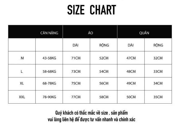 Bảng size áo khoác denim FSeven