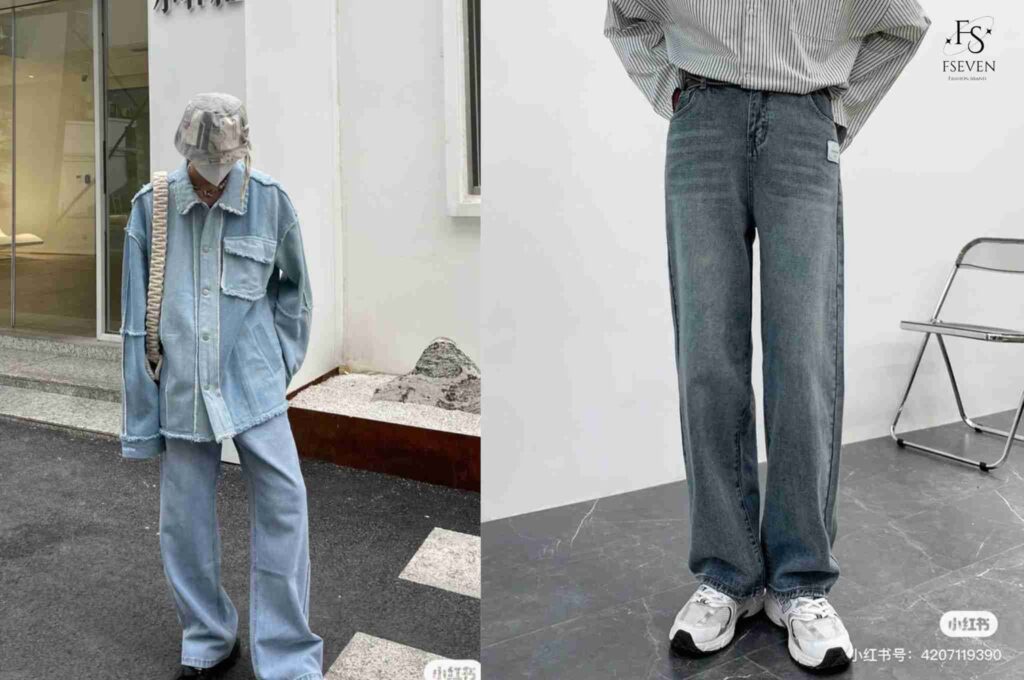 Phối đồ với quần jeans ống suông nam với áo khoác và giày sneaker